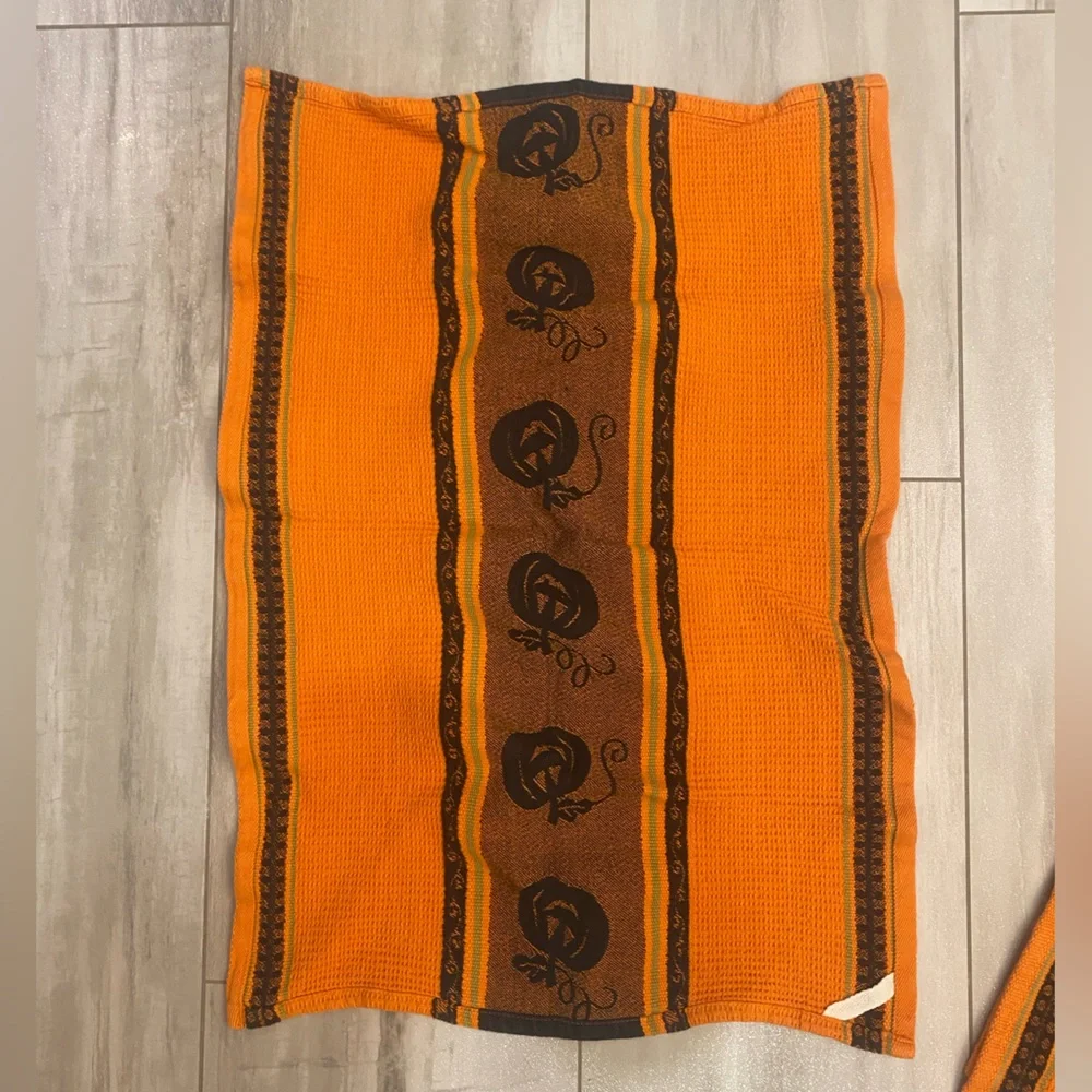 Bundle Pair of Halloween Jack O’Lantern Pumpkin Waffle Weave Hand Dish Towels